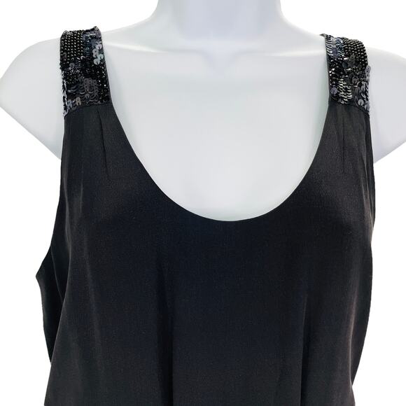 BROADWAY & BROOME Silk Black Gold Sparkle Sleeveless Fit & Flare Mini Dress 2 - Picture 5 of 12